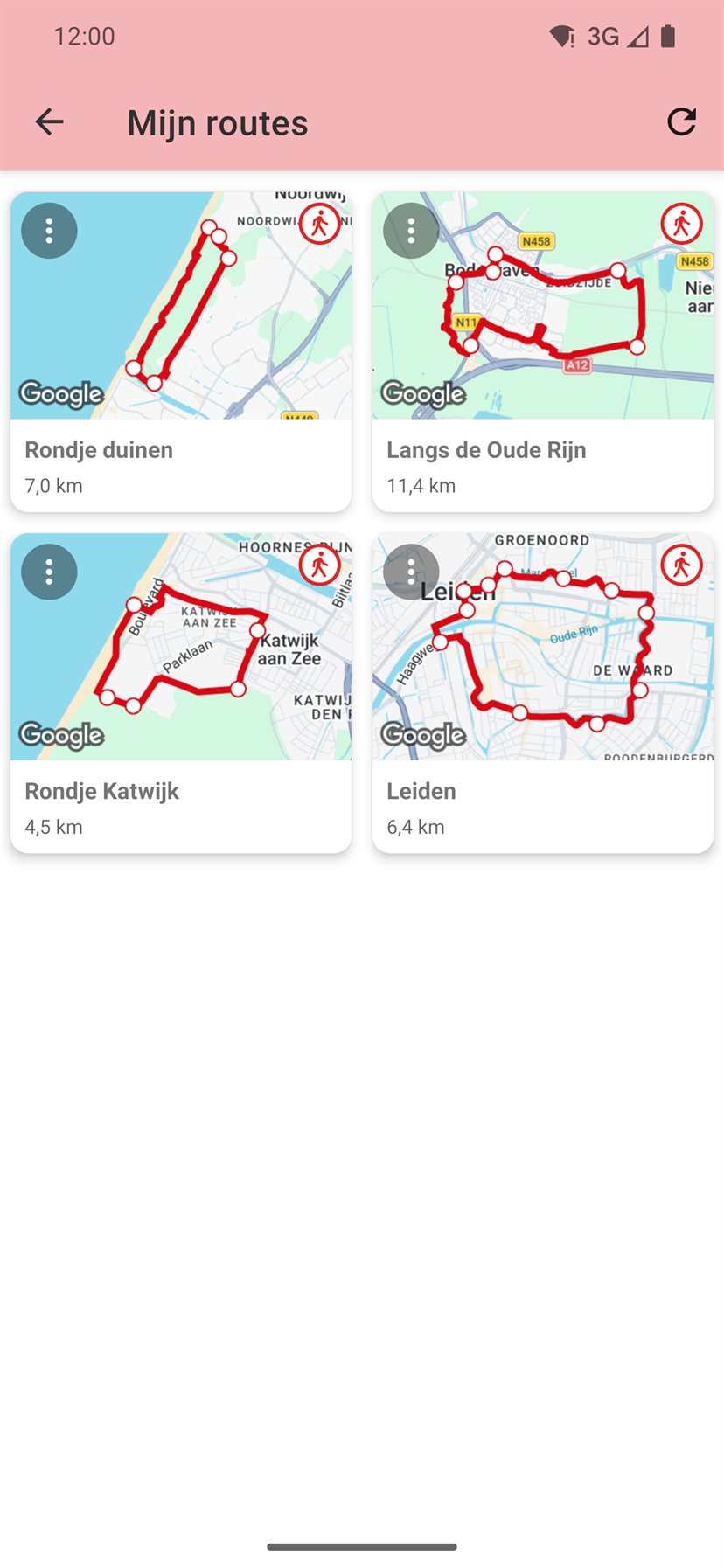 Mijn routes: uw eigen opgeslagen routes als tegels